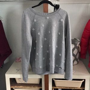 Gray jeweled crew neck